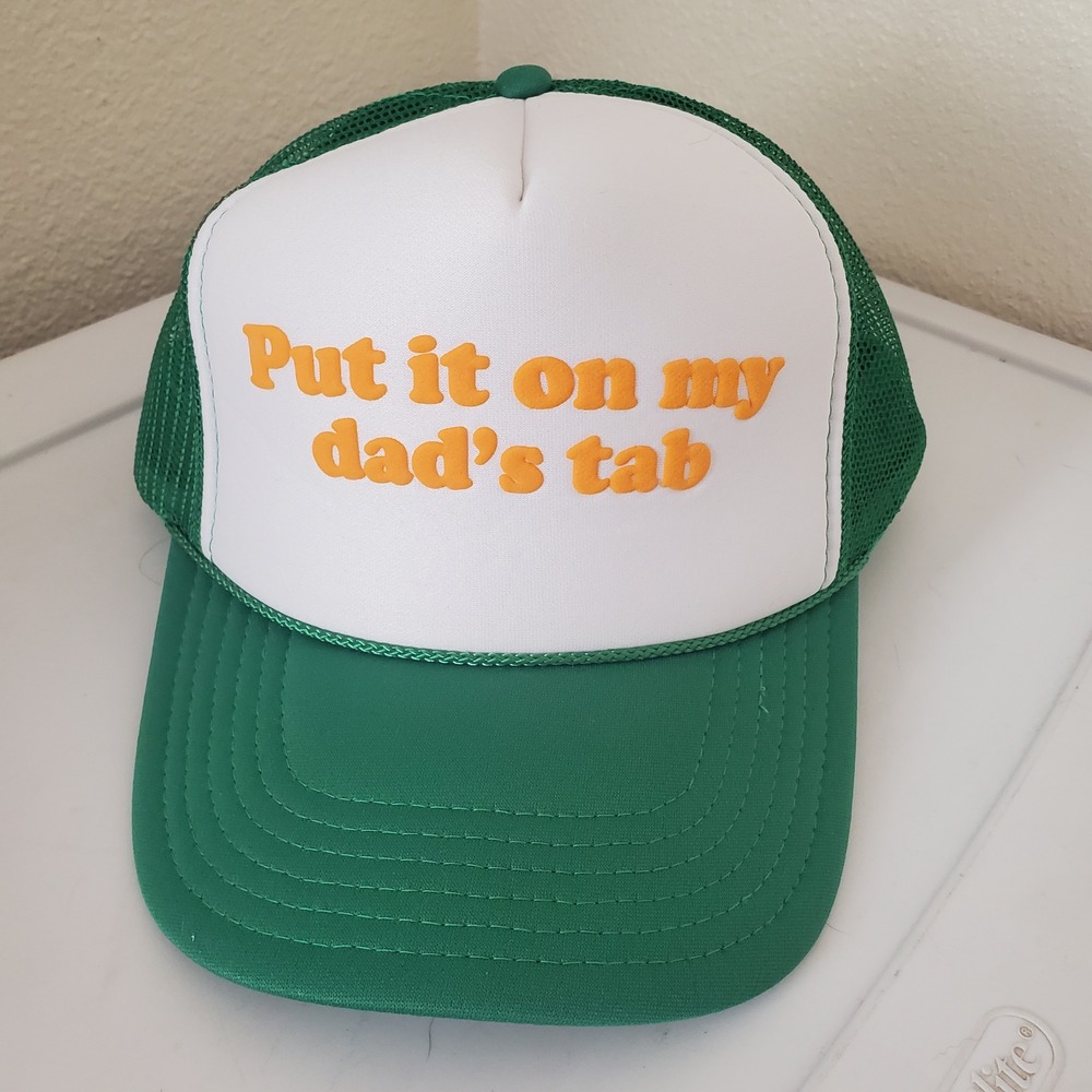 Otto Trucker Hat Green White Put It On My Dads Tab Snapback Cap 39-165 Mens
